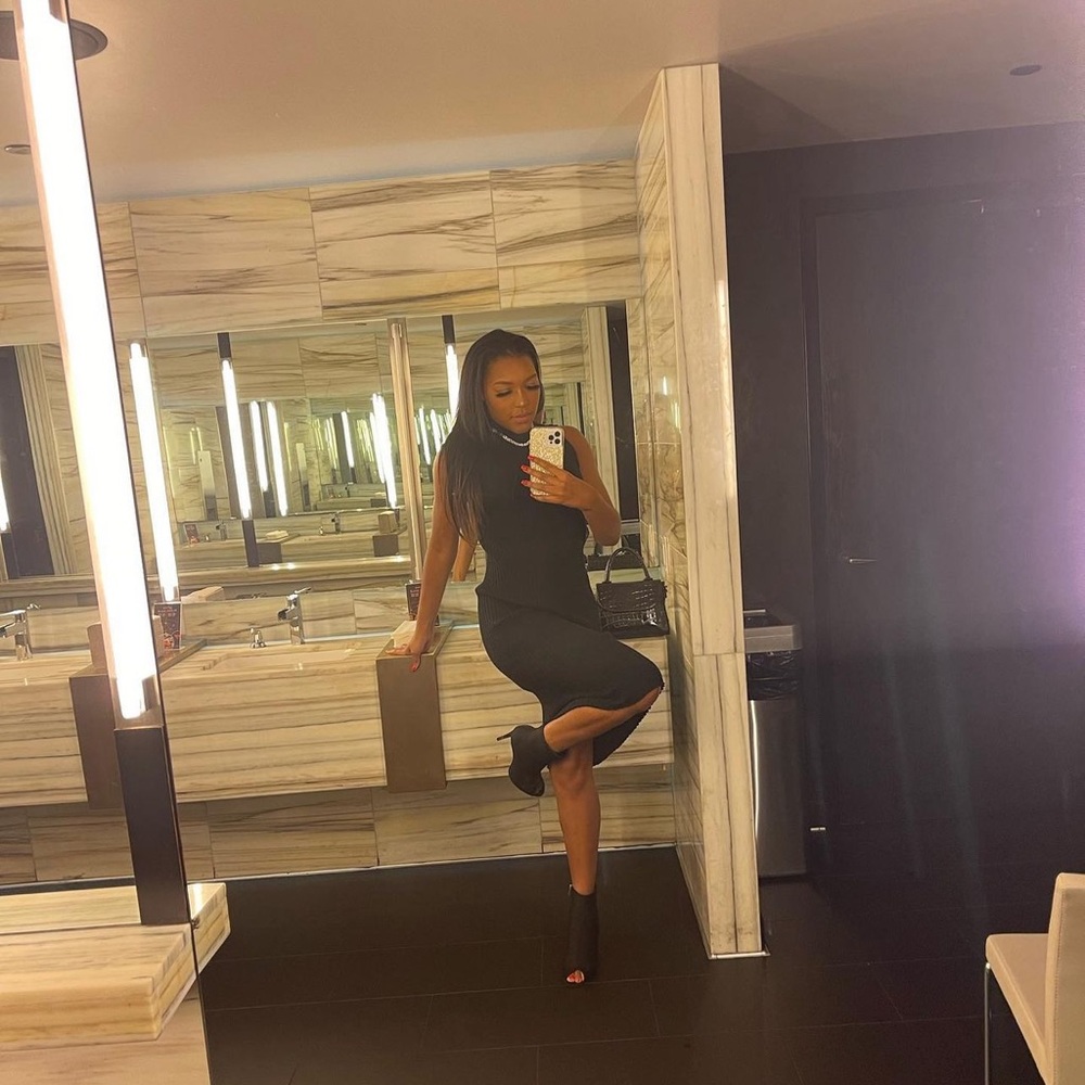 Black ribbed midi sweater dress